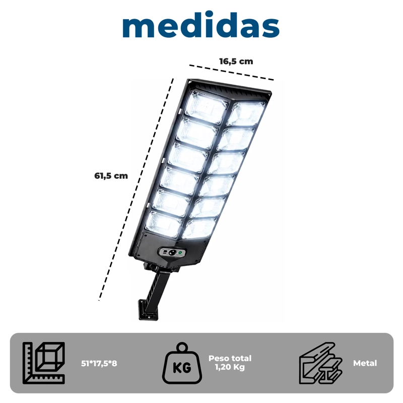 Foco LED Solar 400W 800 Lúmenes 504 LED IP65 con Sensor y Control Remoto - 8