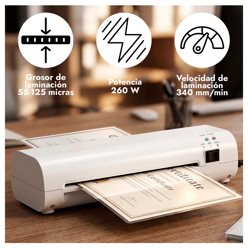 LAMINADORA FRIO CALIENTE 260W CON KIT DE CORTE 300 LAMINAS - 2