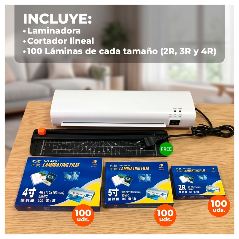 LAMINADORA FRIO CALIENTE 260W CON KIT DE CORTE 300 LAMINAS - 5