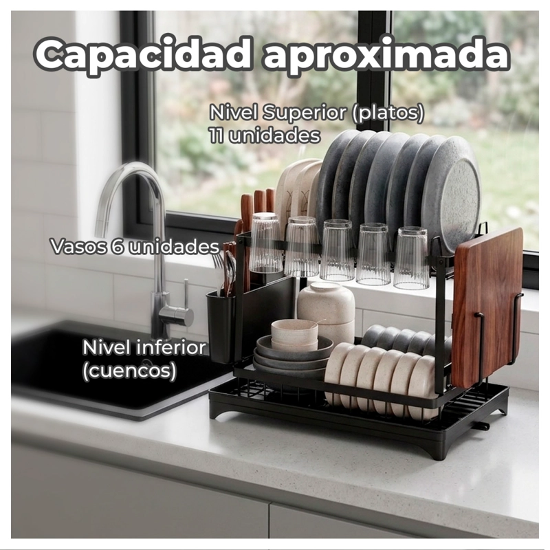 Secaplatos 2 Niveles Con Desagüe 360° - 6