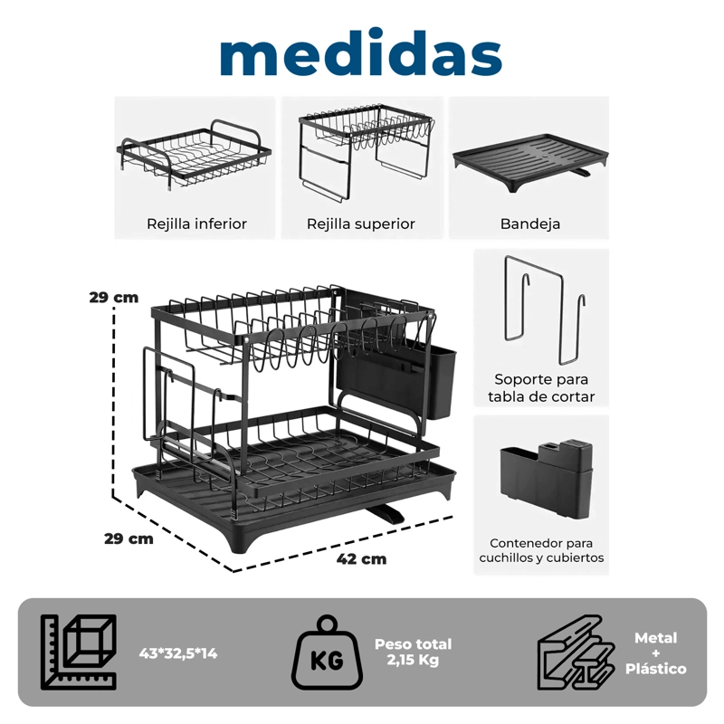 Secaplatos 2 Niveles Con Desagüe 360° - 8
