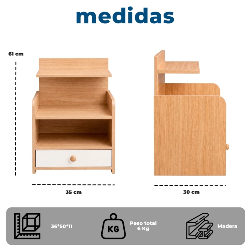 VELADOR CON CAJON Y DOBLE REPISA 61×35×30CM - 8