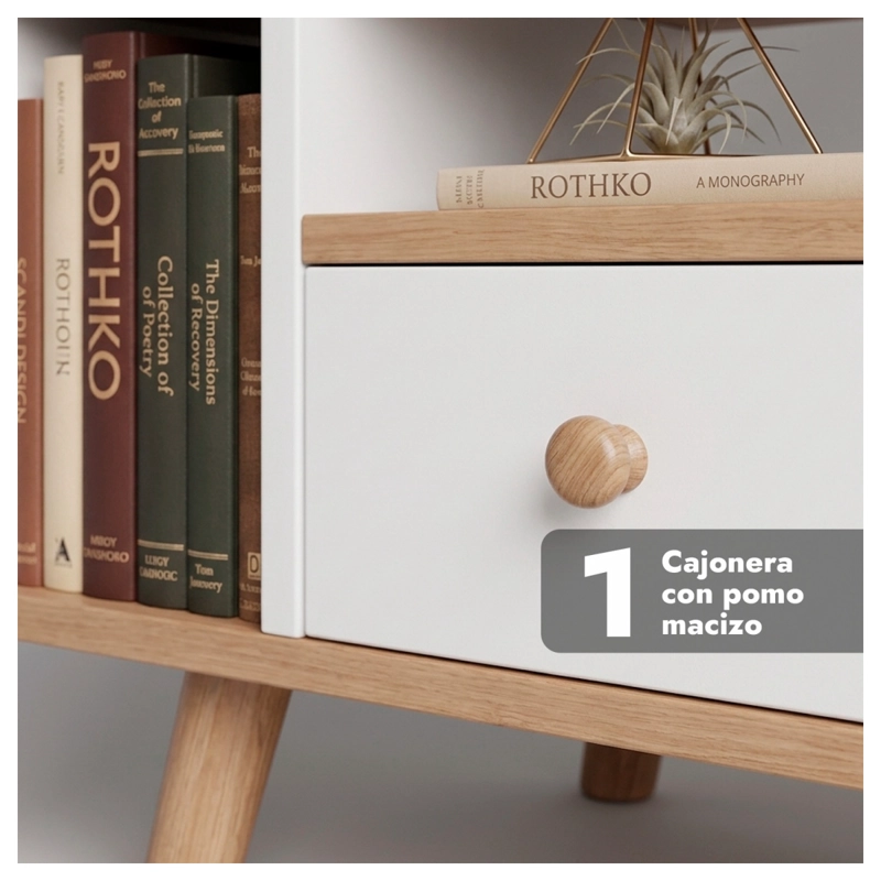 VELADOR CON CAJON DOBLE REPISA Y COMPARTIMIENTOS 53×40×30CM - 4