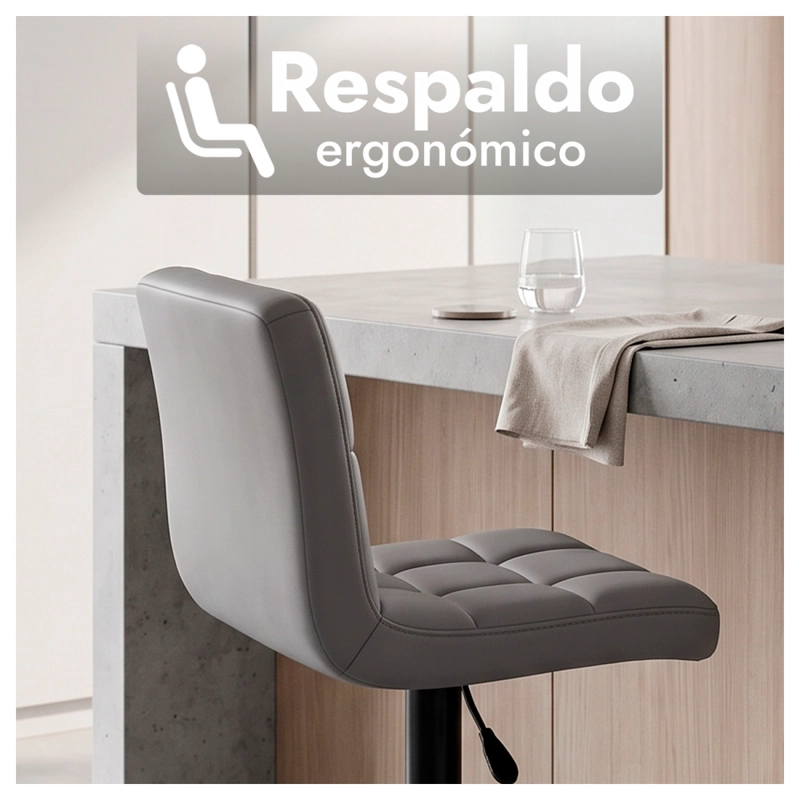 SILLA DE BAR CON BASE MATE Y ALTURA REGULABLE DISEÑO MODERNO - 5