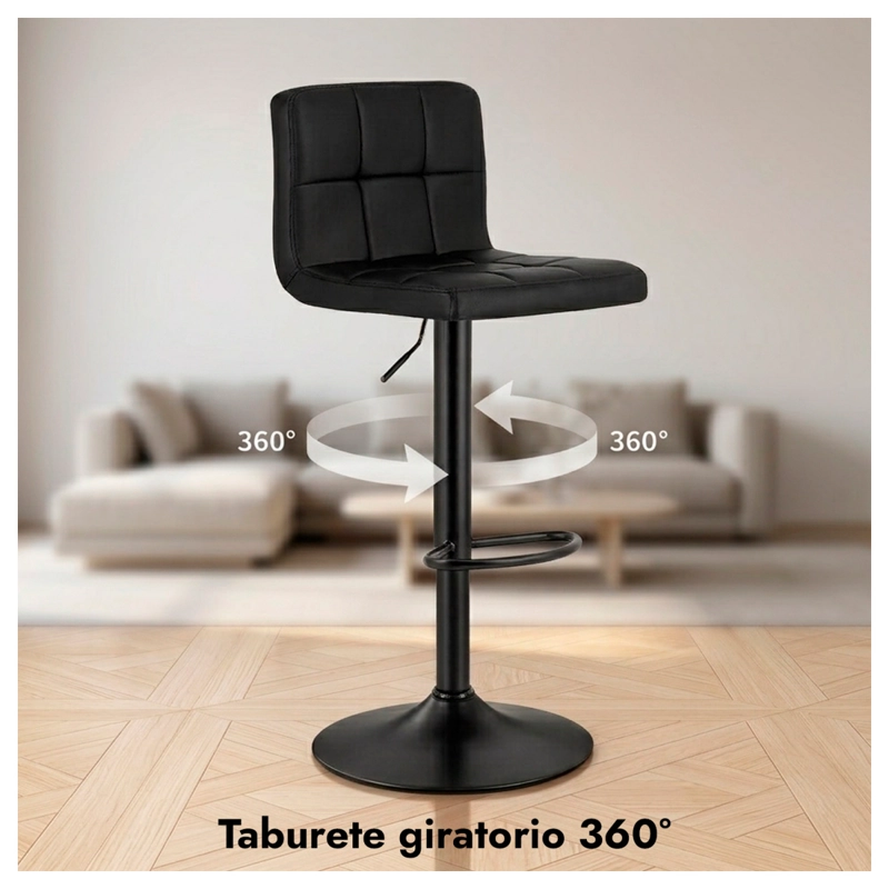 SILLA DE BAR CON BASE MATE Y ALTURA REGULABLE DISEÑO MODERNO - 3