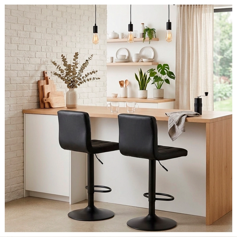 SILLA DE BAR CON BASE MATE Y ALTURA REGULABLE DISEÑO MODERNO - 6