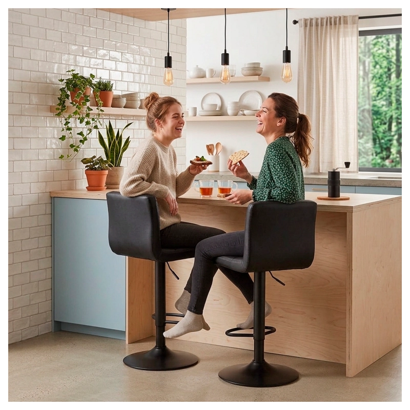 PACK 4 SILLA DE BAR CON BASE MATE Y ALTURA REGULABLE DISEÑO MODERNO - 7
