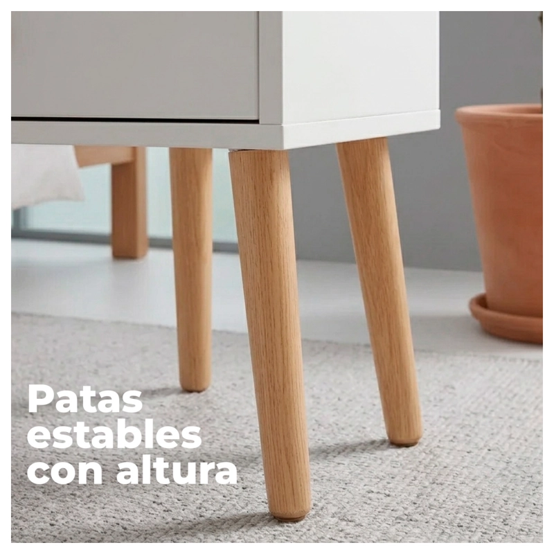 VELADOR MESA DE NOCHE CON CAJON Y COMPARTIMENTO - 3