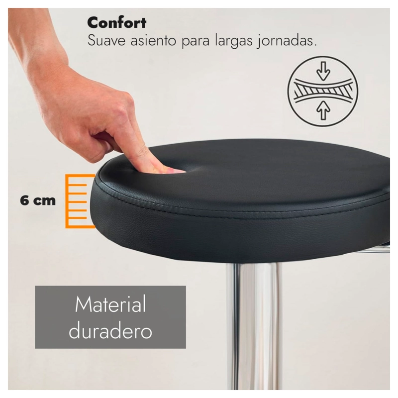 Pack 2 Sillas Giratorias 360 Taburete Clínico Con Ruedas - 3