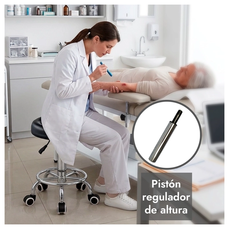 Pack 2 Sillas Giratorias 360 Taburete Clínico Con Ruedas - 4