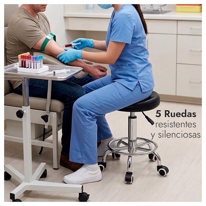 Pack 2 Sillas Giratorias 360 Taburete Clínico Con Ruedas - 5