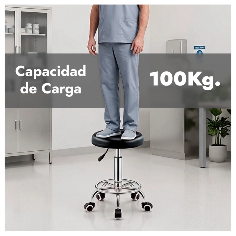 Pack 2 Sillas Giratorias 360 Taburete Clínico Con Ruedas - 7