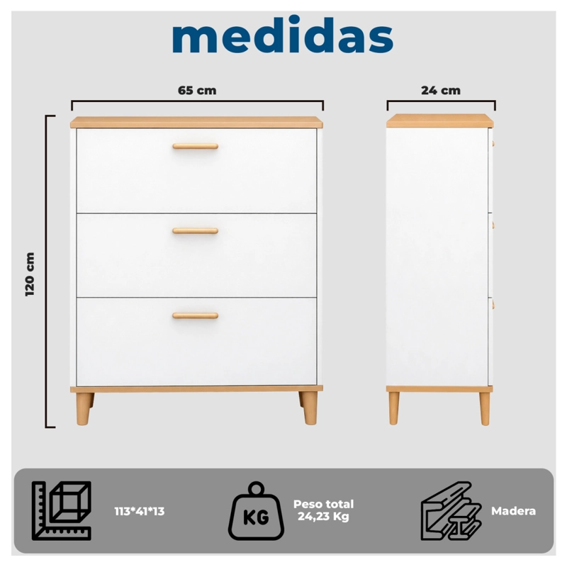 ZAPATERA VERTICAL 3 COMPARTIMENTOS 120X65X24CM - 8