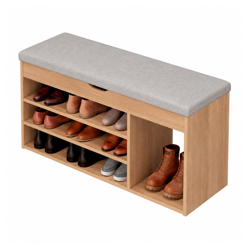 ZAPATERO MUEBLE ORGANIZADOR CON ASIENTO BANCA Y CAJON 90CM - 1