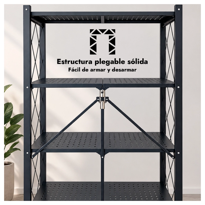 ESTANTE METALICO PLEGABLE 5 NIVELES REFORZADO HASTA 100KG - 3