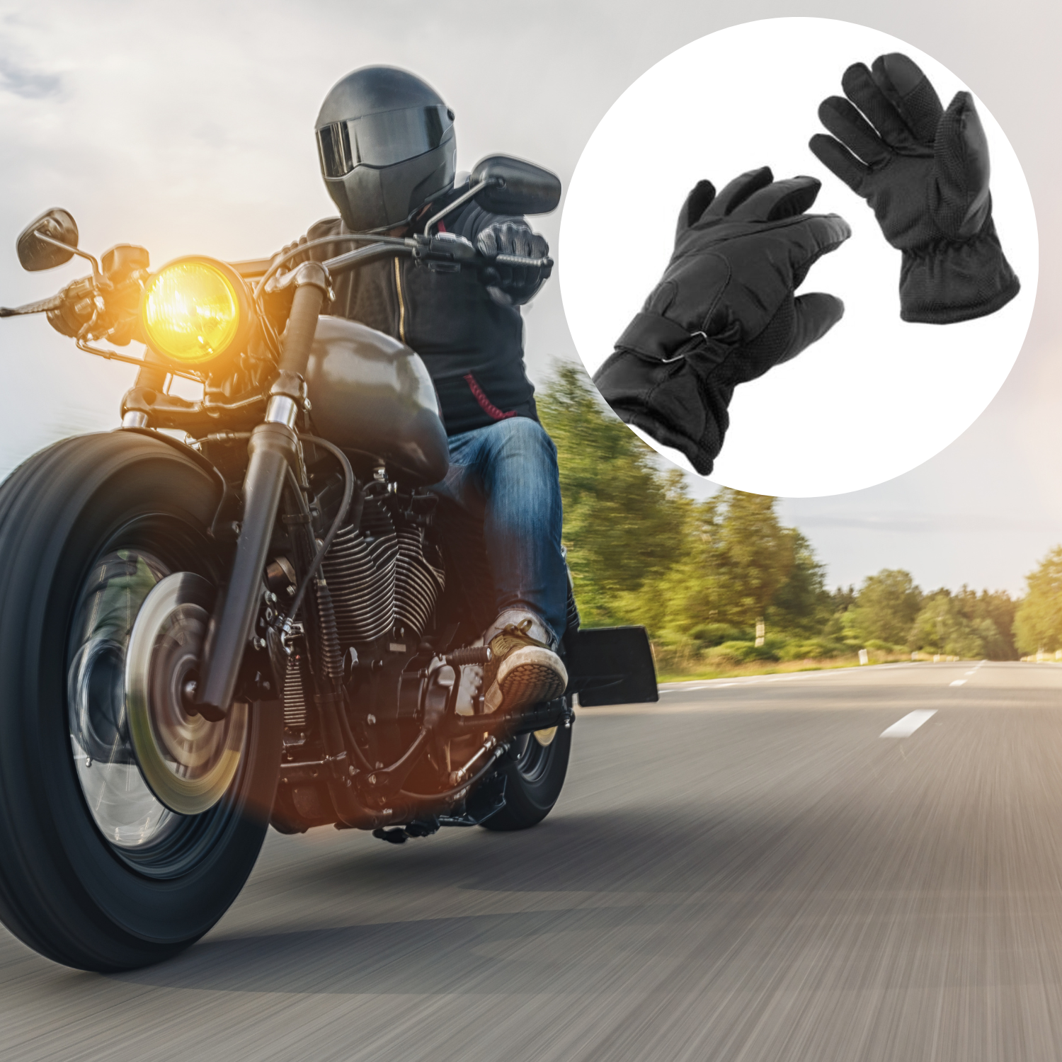 GUANTE CUERO MOTO GRIPE DELUXE NEGRO - 6