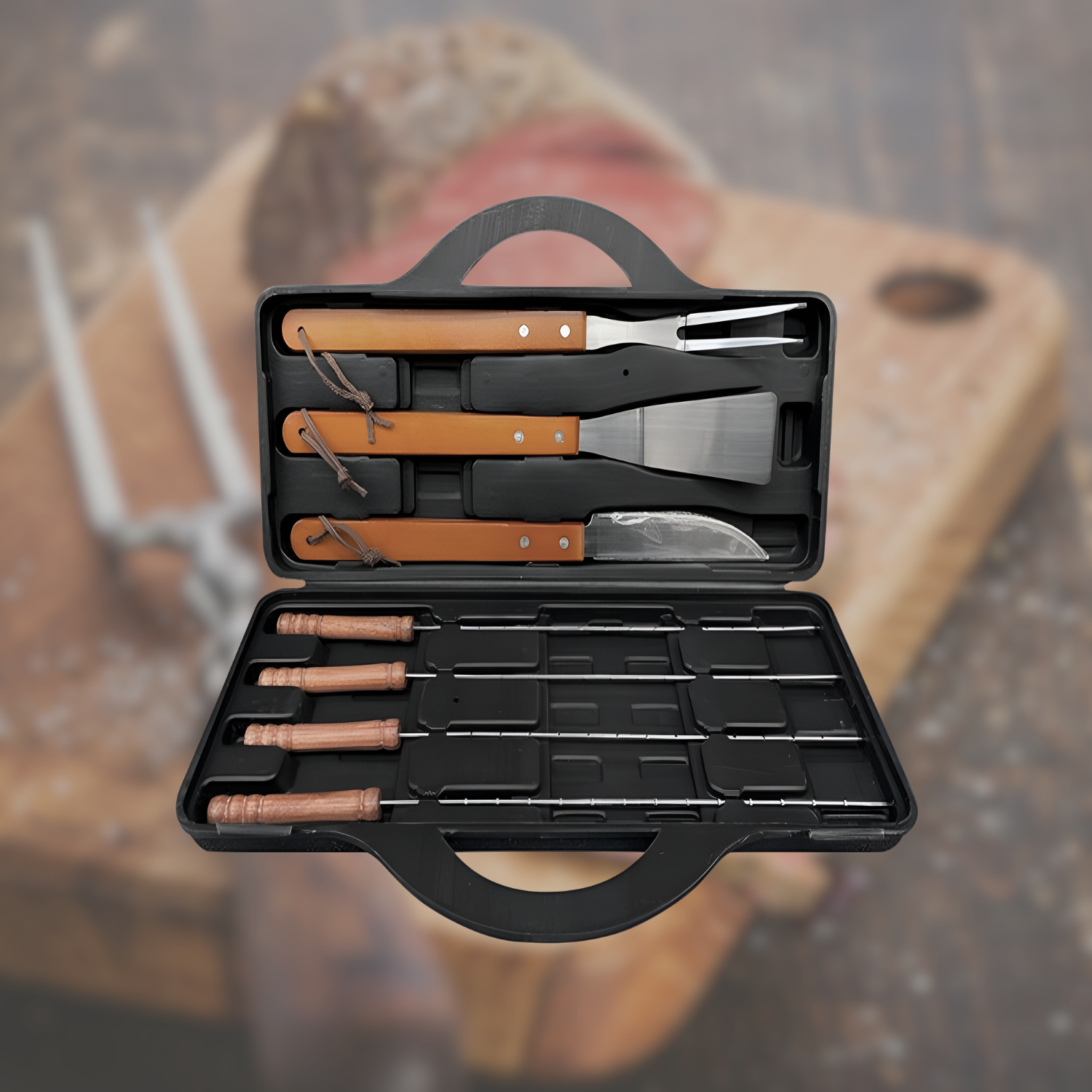 SET MALETÍN ASADO PARRILLA NEGRO 7 HERRAMIENTAS - 4
