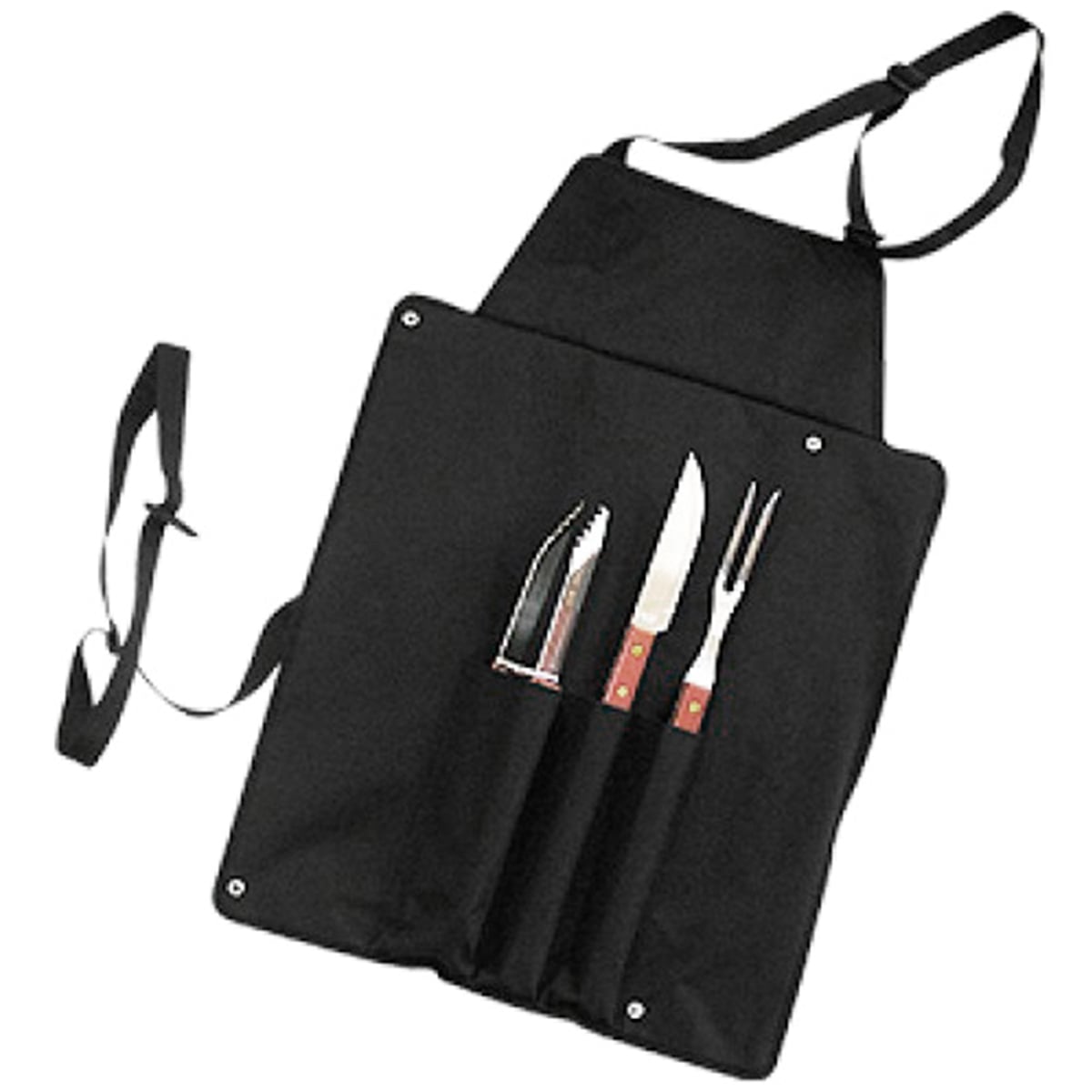 DELANTAL ASADO PARRILLA NEGRO 3 HERRAMIENTAS - 1