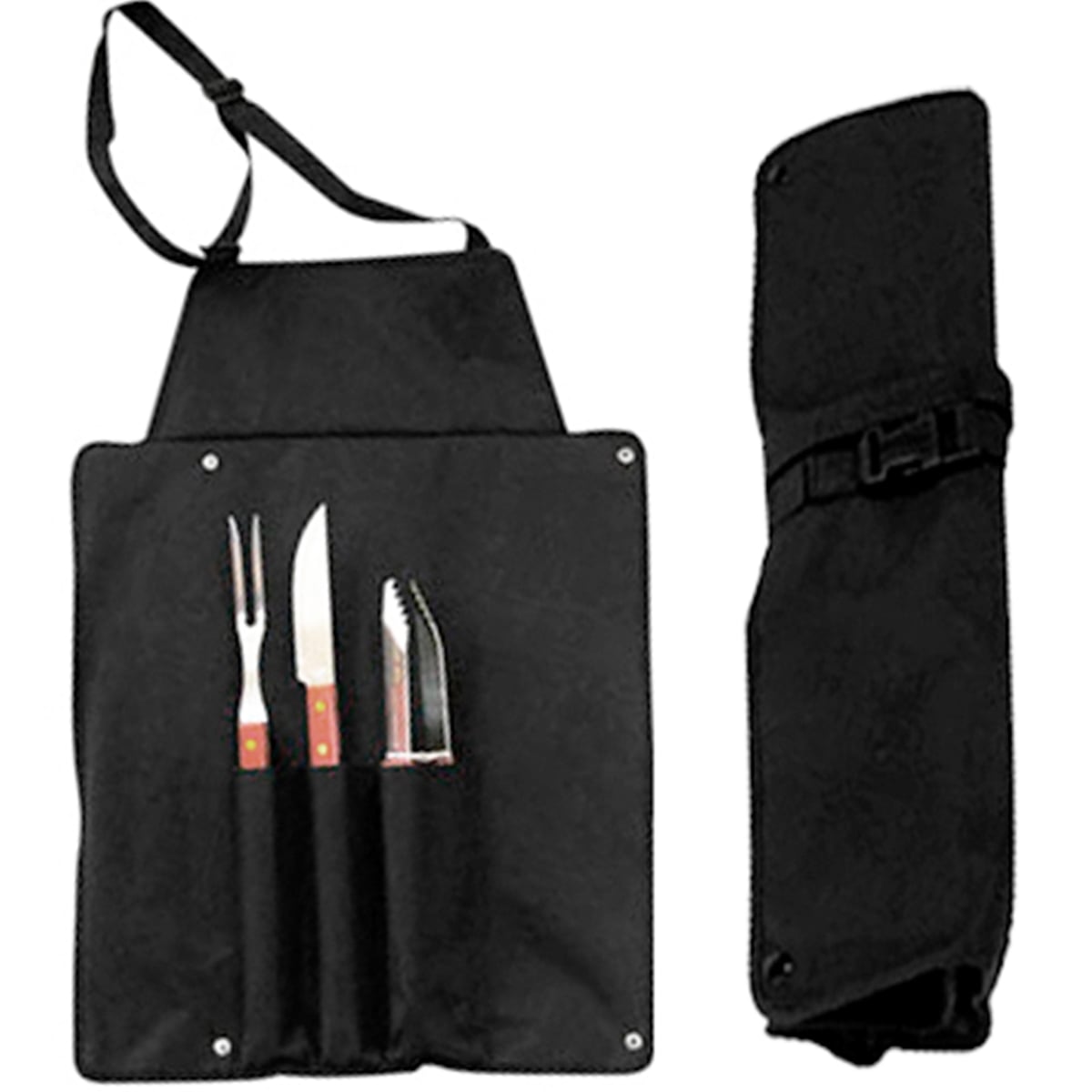 DELANTAL ASADO PARRILLA NEGRO 3 HERRAMIENTAS - 3