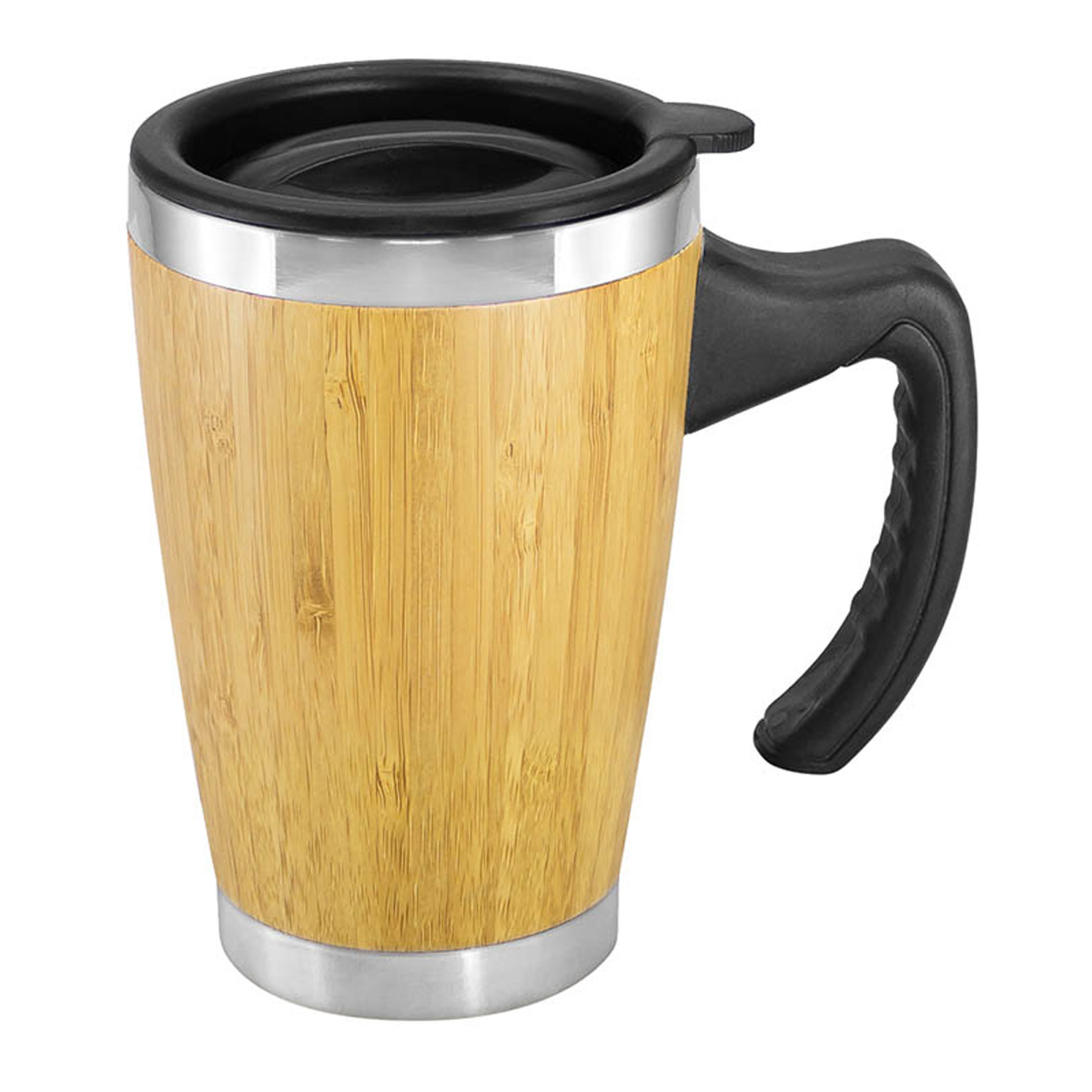 MUG TAZA MADERA BAMBU ASA TAPA ECOLOGICO 400 ML