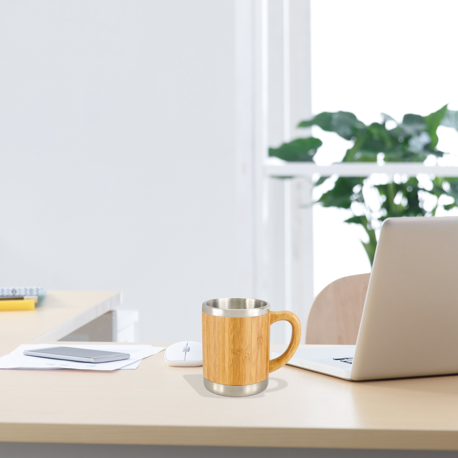 MUG TAZA MADERA BAMBÚ ASA ECOLÓGICO 350 ML - 5