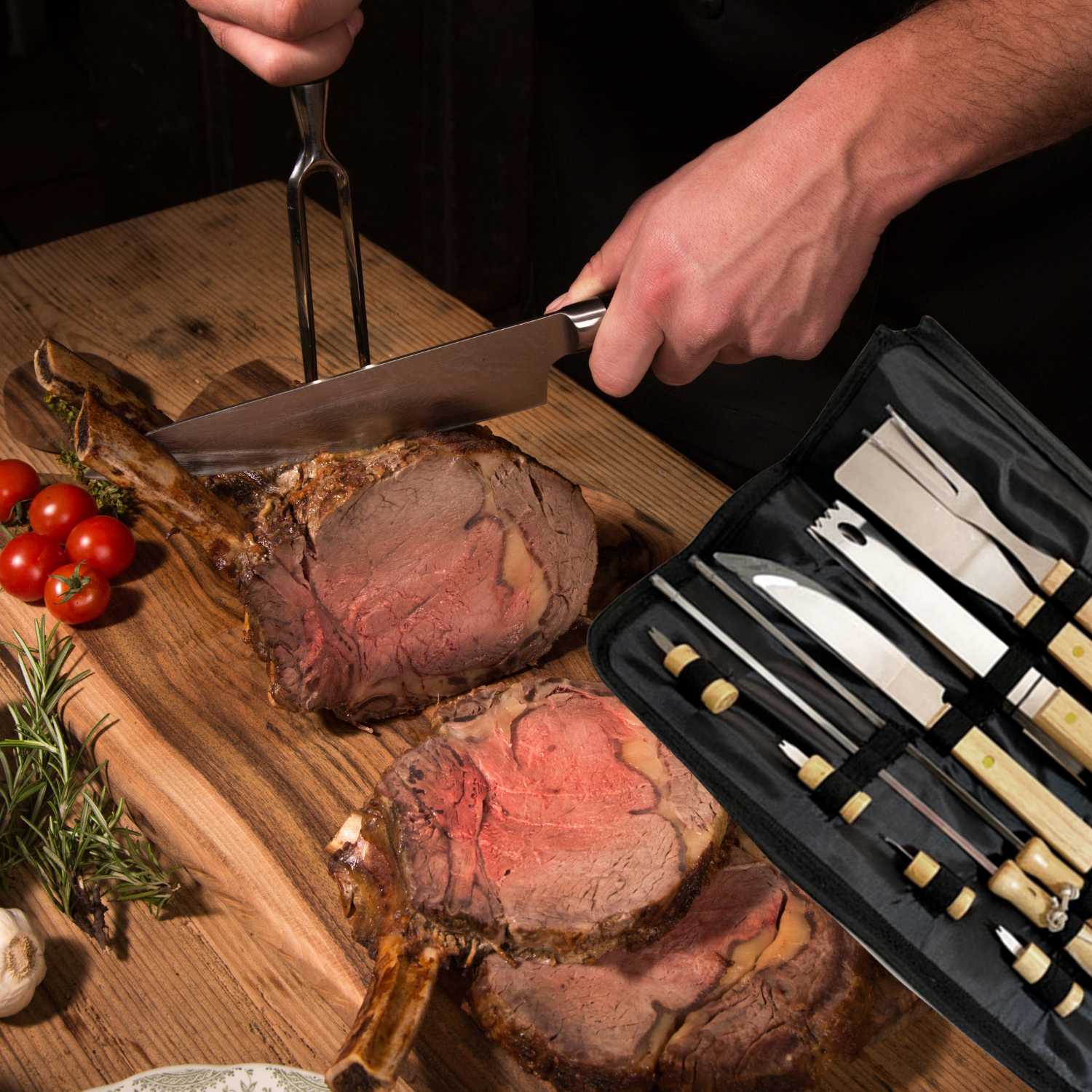 SET MALETÍN ASADO PARRILLA NEGRO 10 HERRAMIENTAS - 6