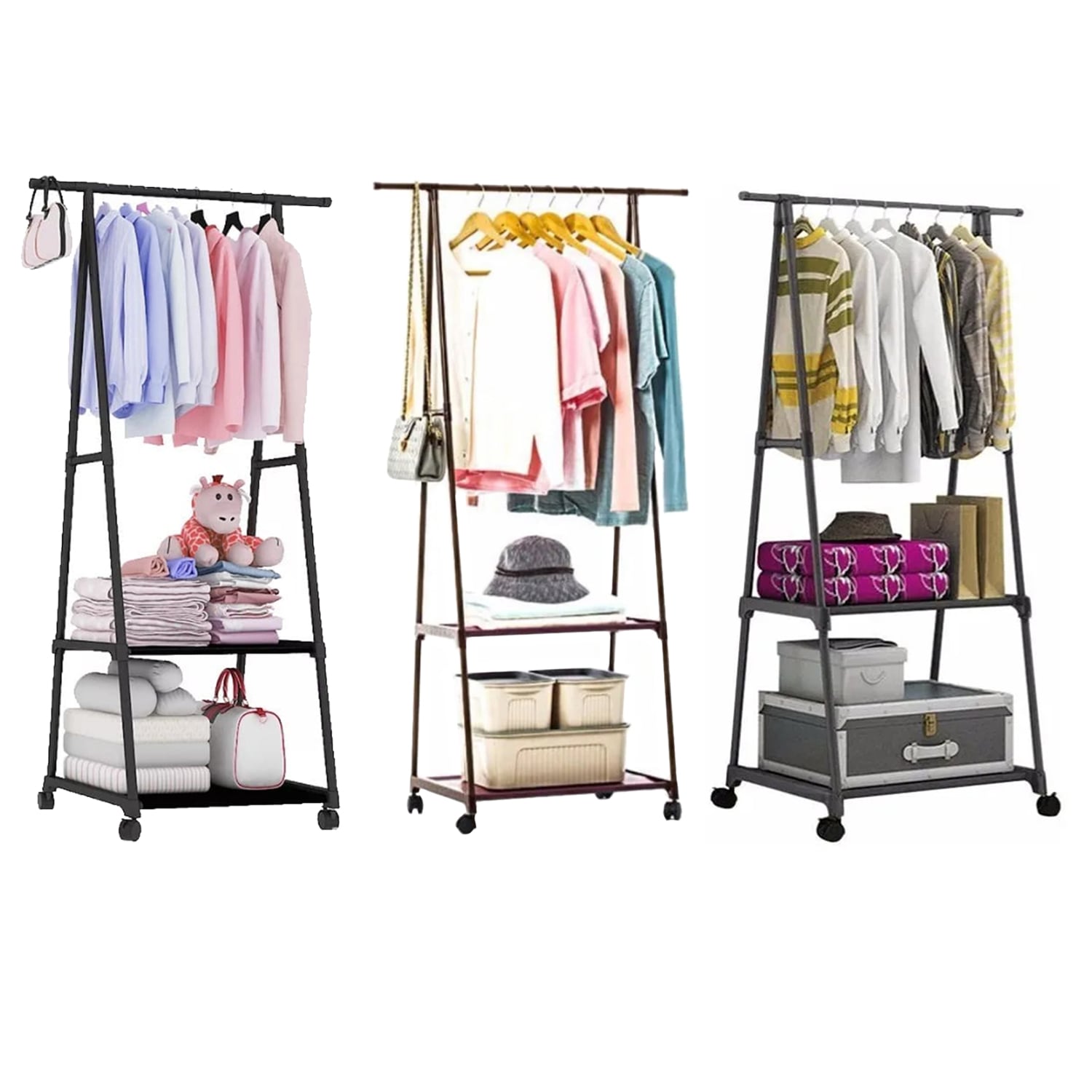 PERCHERO IMPORTCLICK HOG.03 METAL NEGRO ORGANIZADOR COLGADOR ROPA RUEDAS - 4