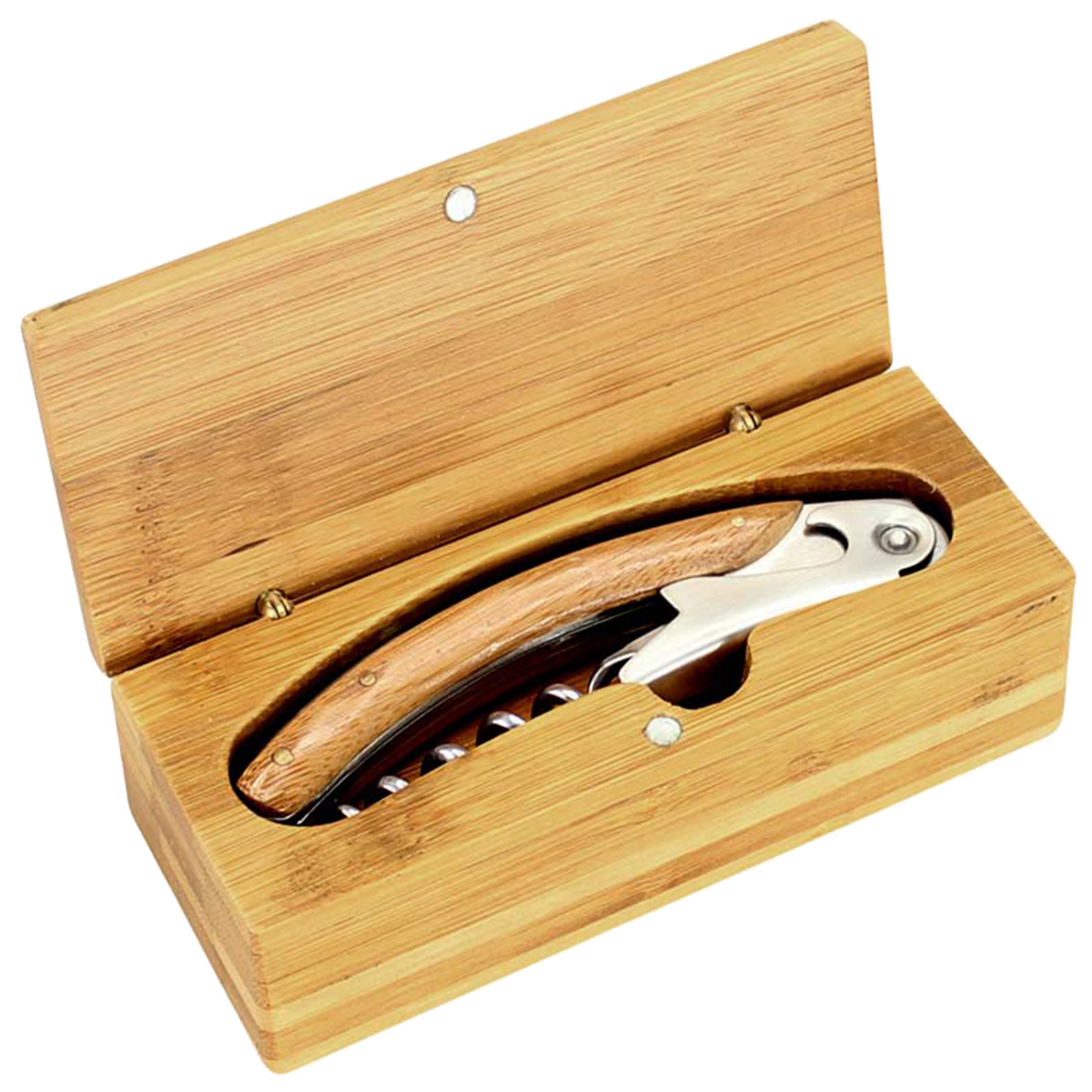 CAJA ELEGANTE DESCORCHADOR VINO BAMBÚ ECOLÓGICO - 1
