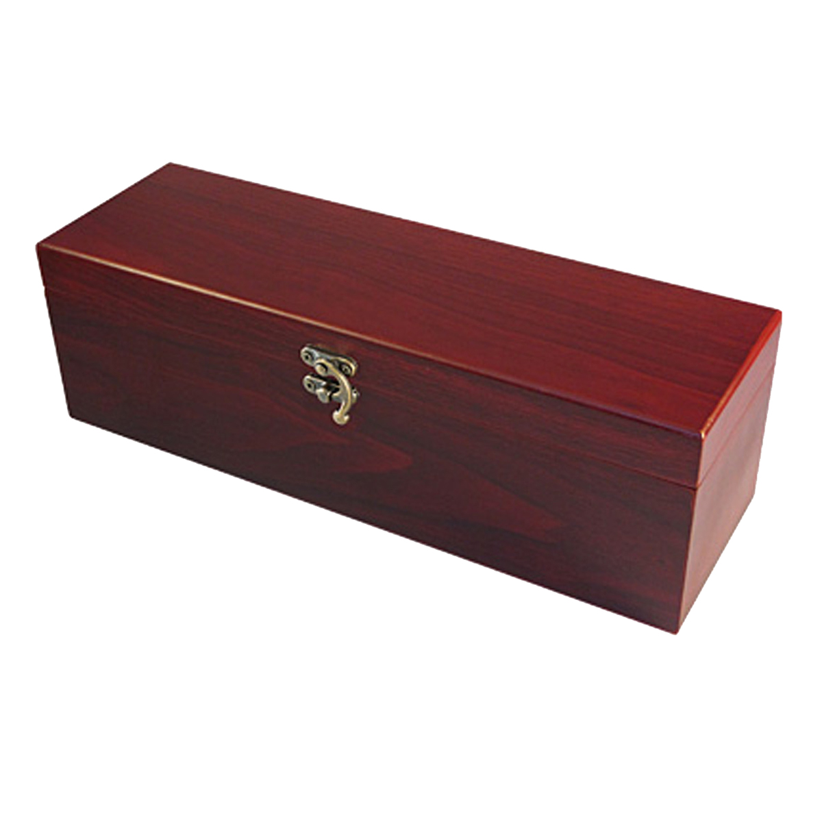 CAJA MADERA BARNIZADA 4 ACCESORIOS METÁLICOS VINO - 4
