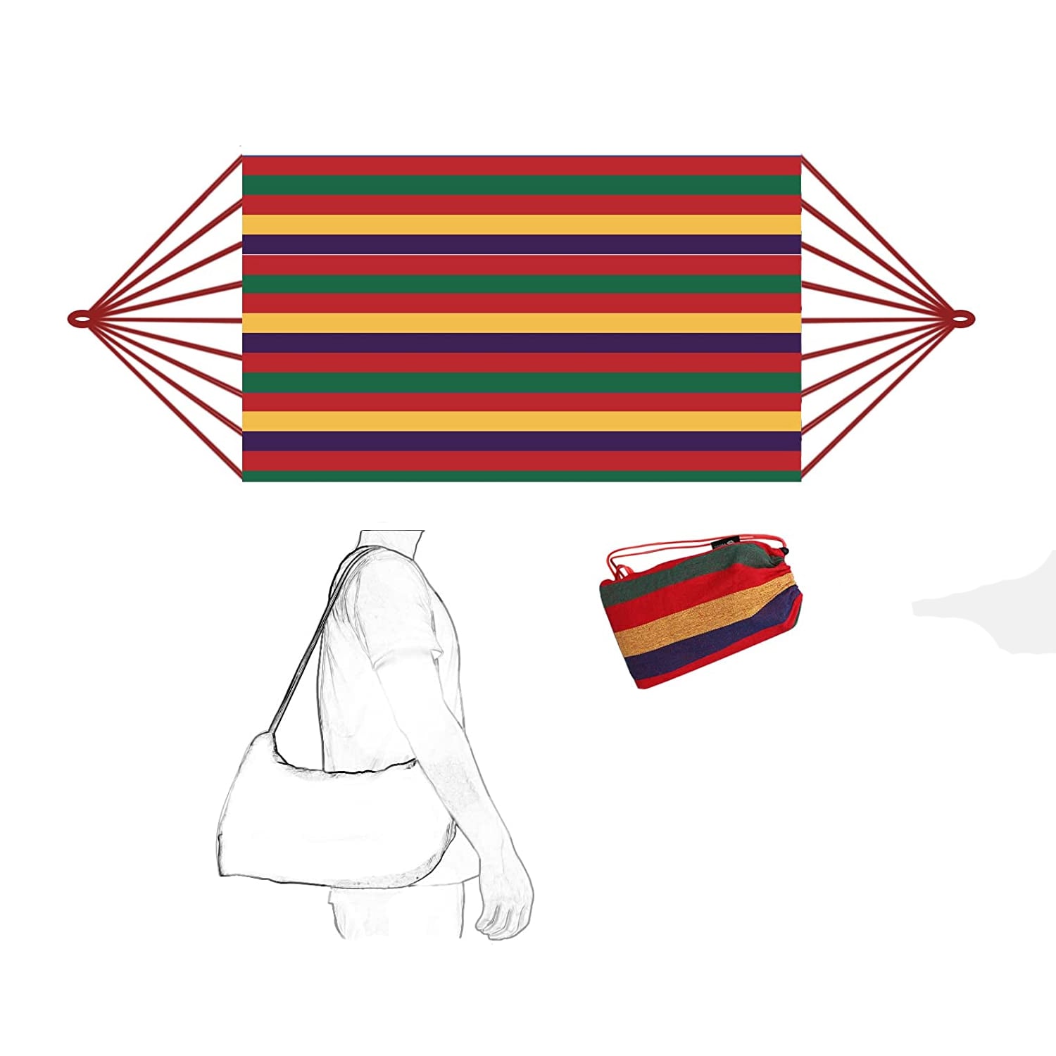 HAMACA IMPORTCLICK AIR.05 ALGODÓN MULTICOLOR 2 PLAZAS 180X150 CM - 3