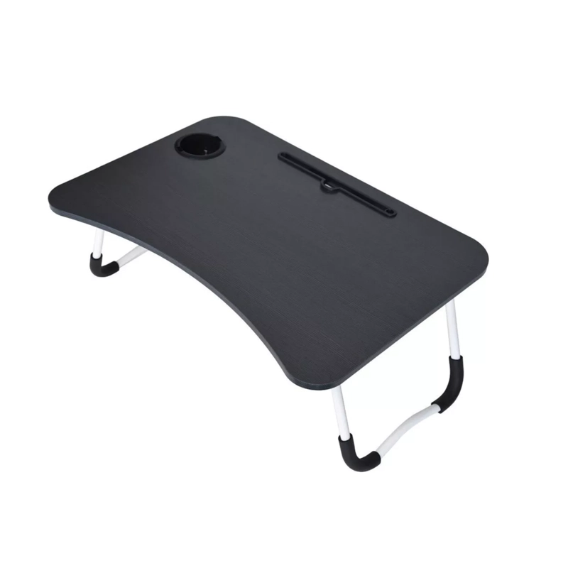 BANDEJA IMPORTCLICK HOG.17 MESA NOTEBOOK CON POSA VASO NEGRO MADERA - 2