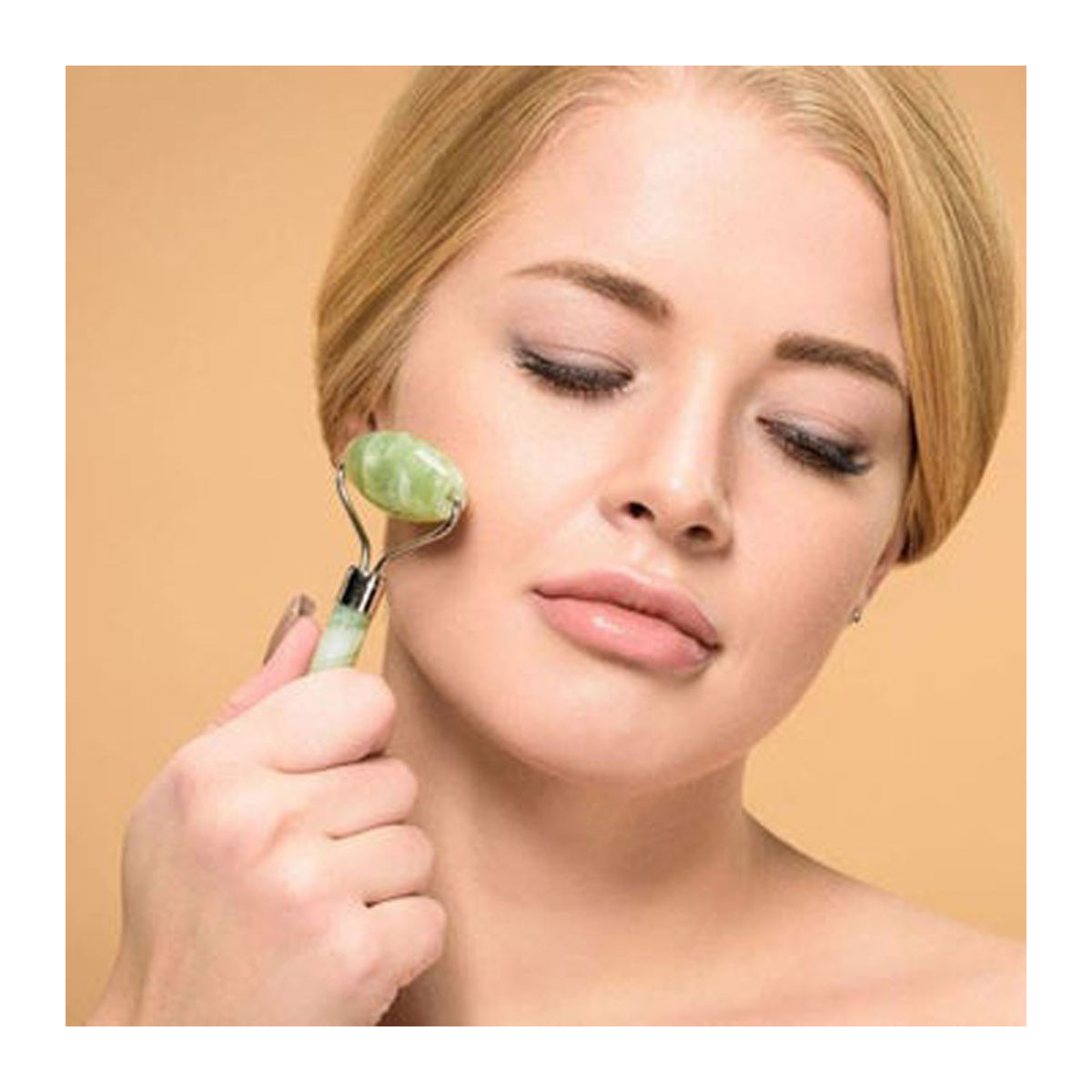 RODILLO MASAJEADOR FACIAL PIEDRA JADE 100% NATURAL - 6