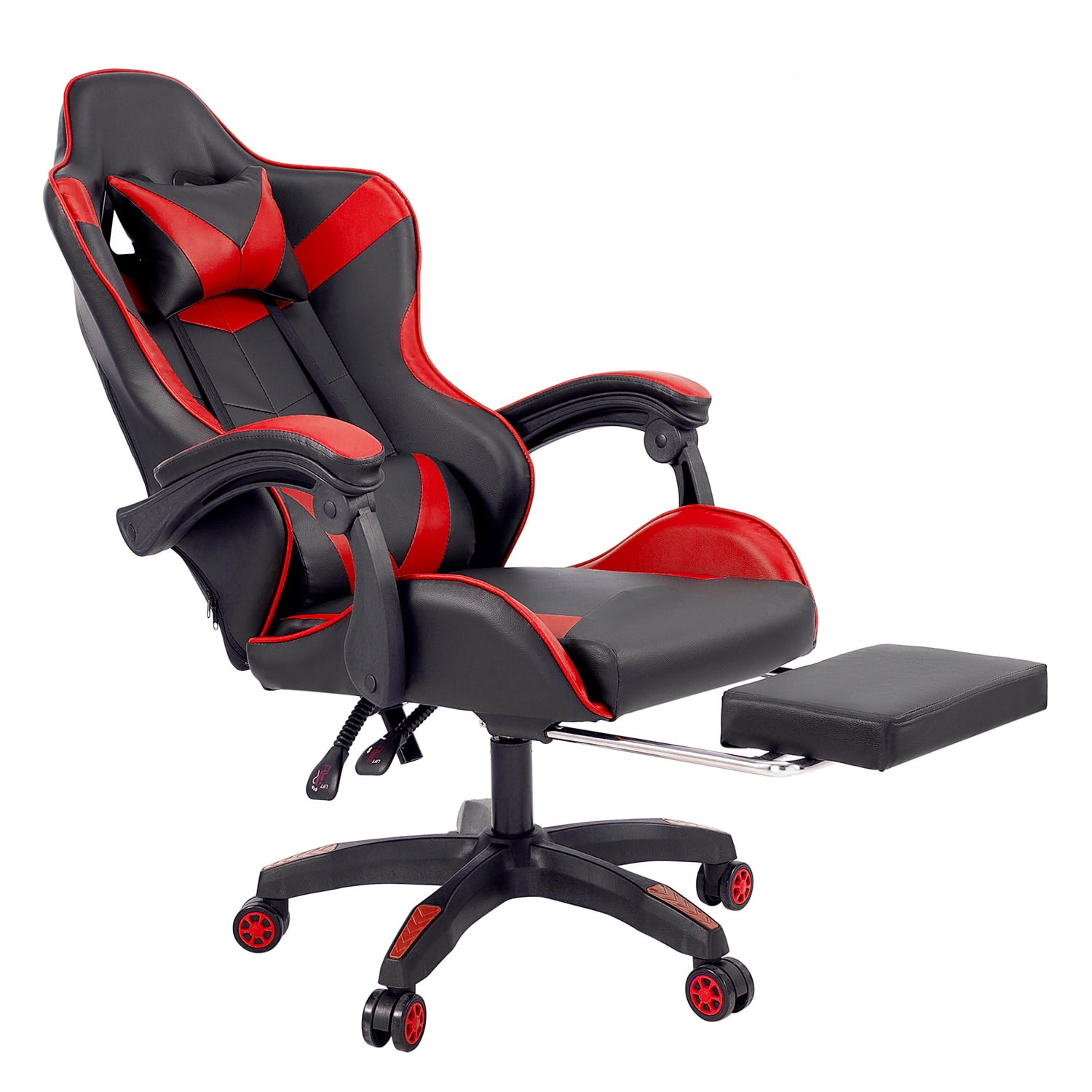 SILLA GAMER OFICINA AJUSTABLE RECLINABLE ROJA - 3