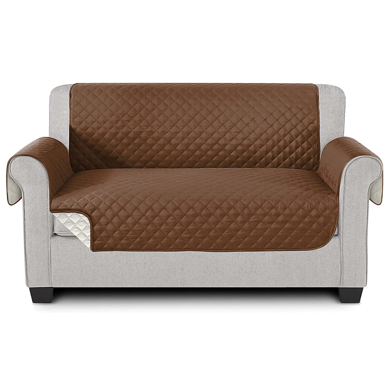 FUNDA COBERTOR PROTECTOR SOFÁ SILLÓN 2 CUERPOS CAFÉ - 1