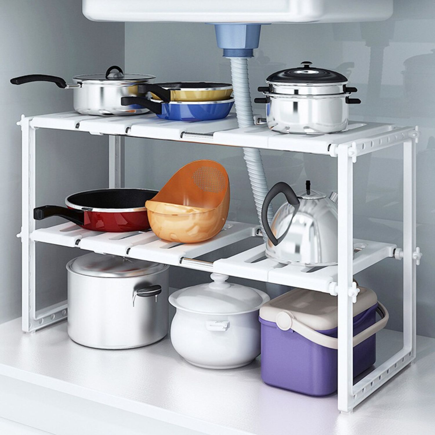 ESTANTE ORGANIZADOR 2 NIVELES MULTIUSO COCINA 75X46X26 CM - 5