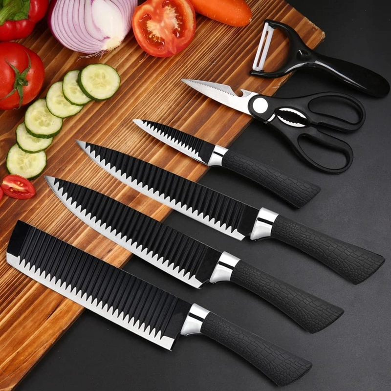 SET CUCHILLO ACERO INOXIDABLE 6 PIEZAS ANTIBACTERIAL NEGRO - 5