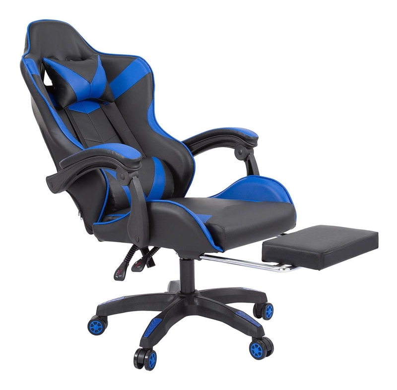 SILLA GAMER OFICINA AJUSTABLE RECLINABLE AZUL - 4