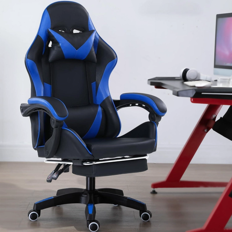 SILLA GAMER OFICINA AJUSTABLE RECLINABLE AZUL - 7