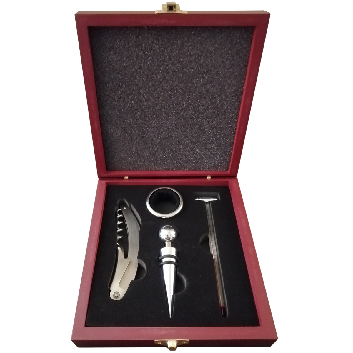 SET VINO 4 ACCESORIOS EN CAJA MADERA