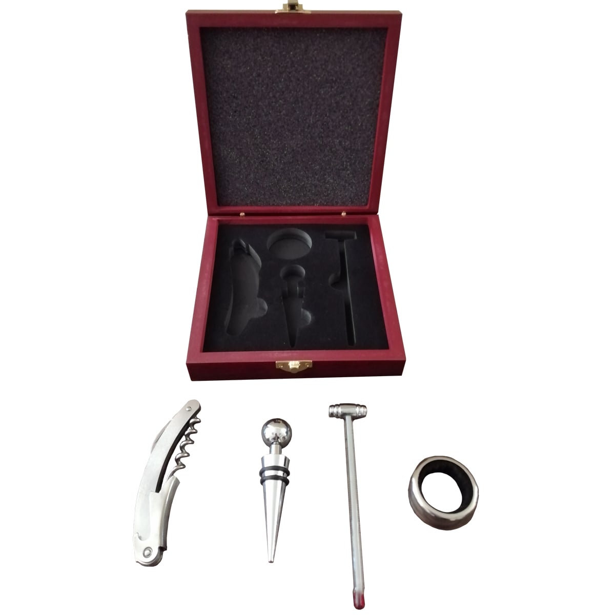 SET VINO 4 ACCESORIOS EN CAJA MADERA - 3