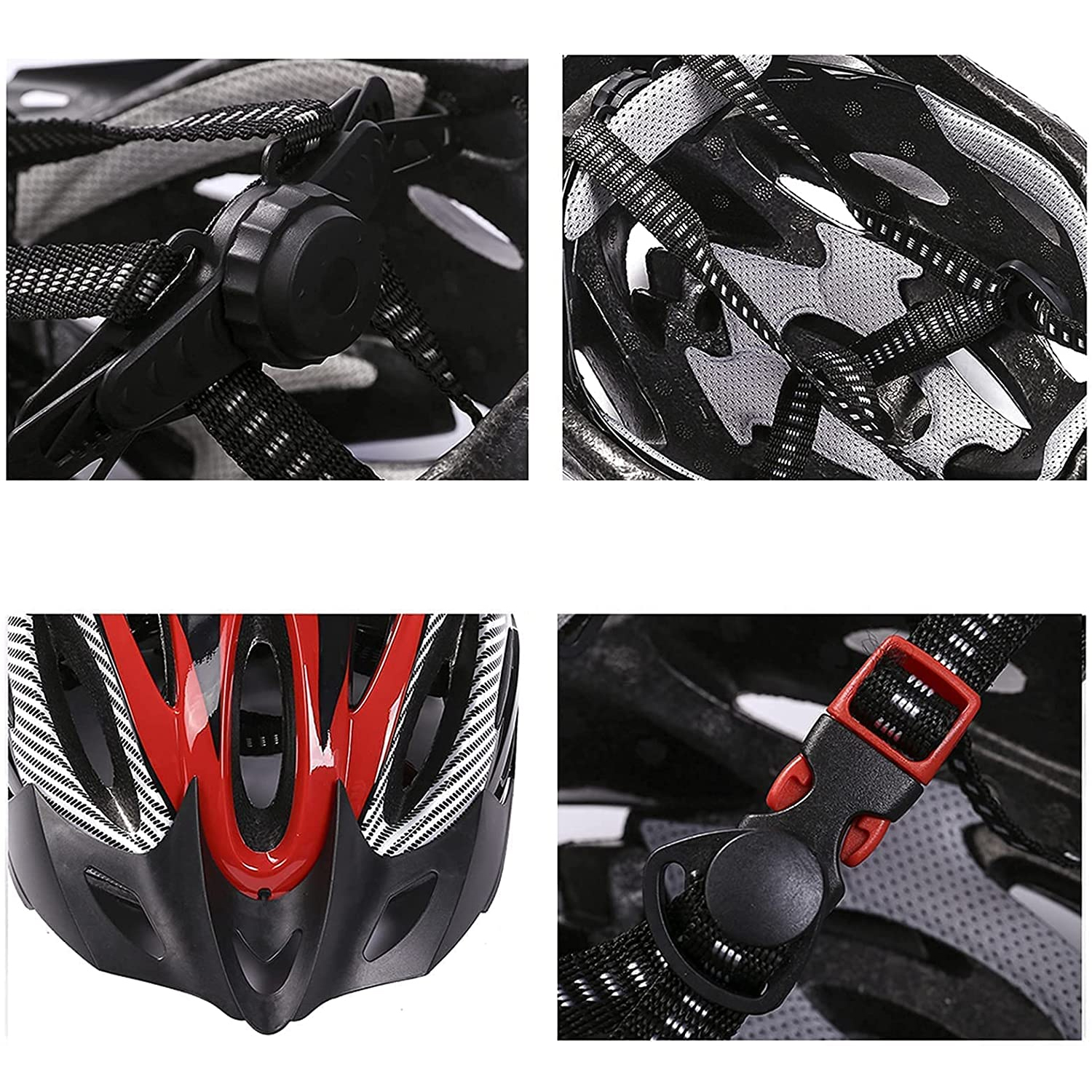 CASCO EN COLOR ROJO BICICLETA PROFESIONAL FULL SEGURIDAD CON LUZ - 5