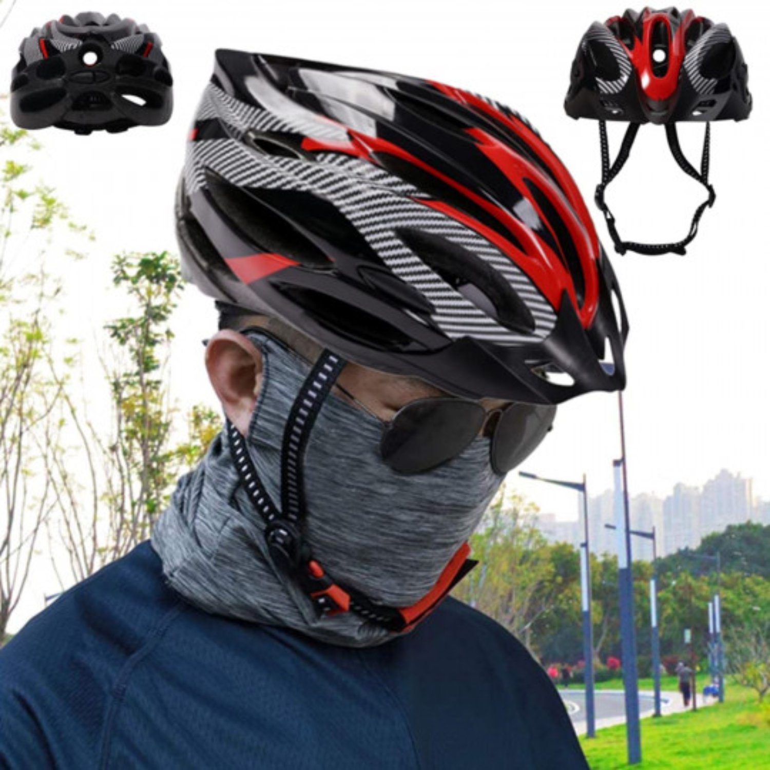 CASCO EN COLOR ROJO BICICLETA PROFESIONAL FULL SEGURIDAD CON LUZ - 6