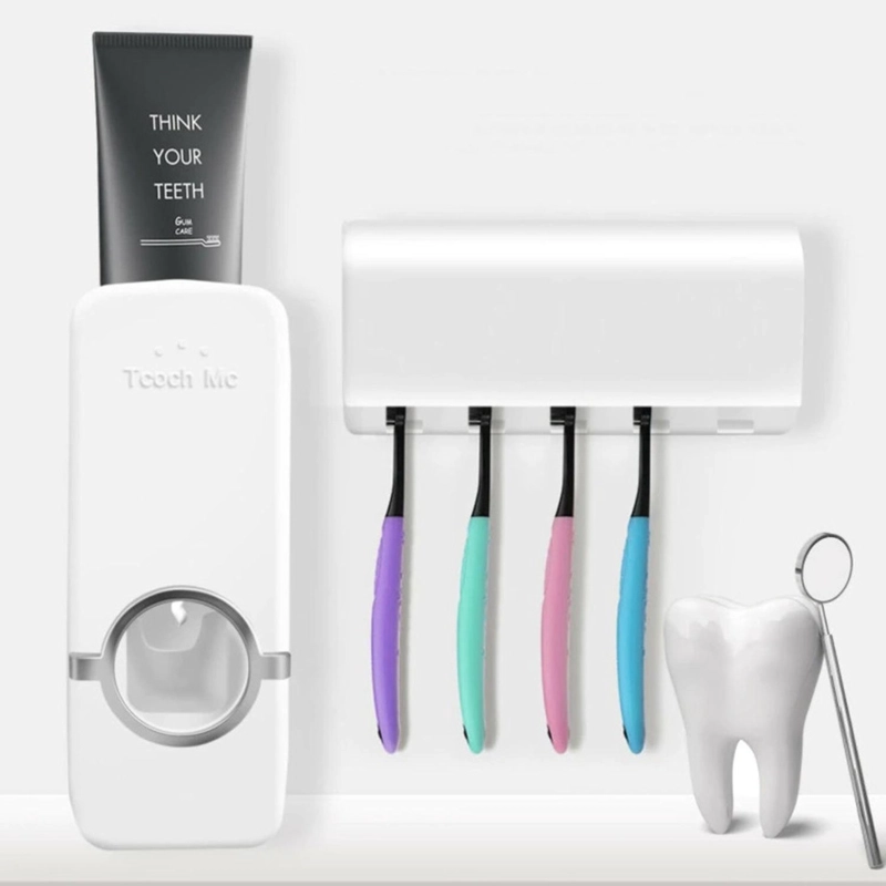 DISPENSADOR IMPORTCLICK HOG.27 BLANCO PASTA DIENTE DENTAL ORGANIZADOR CEPILLOS - 4