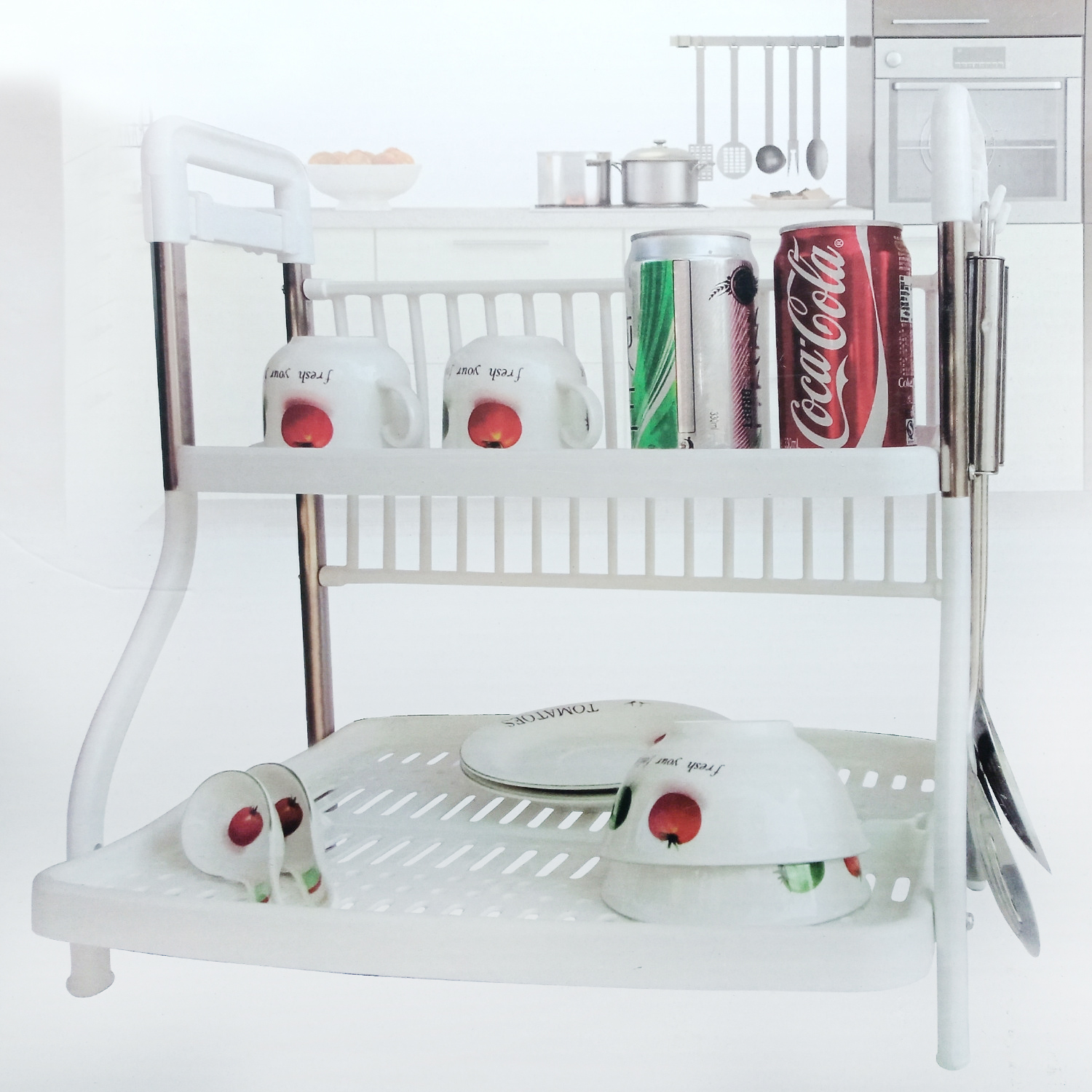 RACK ESCURRIDOR SECADOR LOZA BLANCO 2 NIVELES - 5