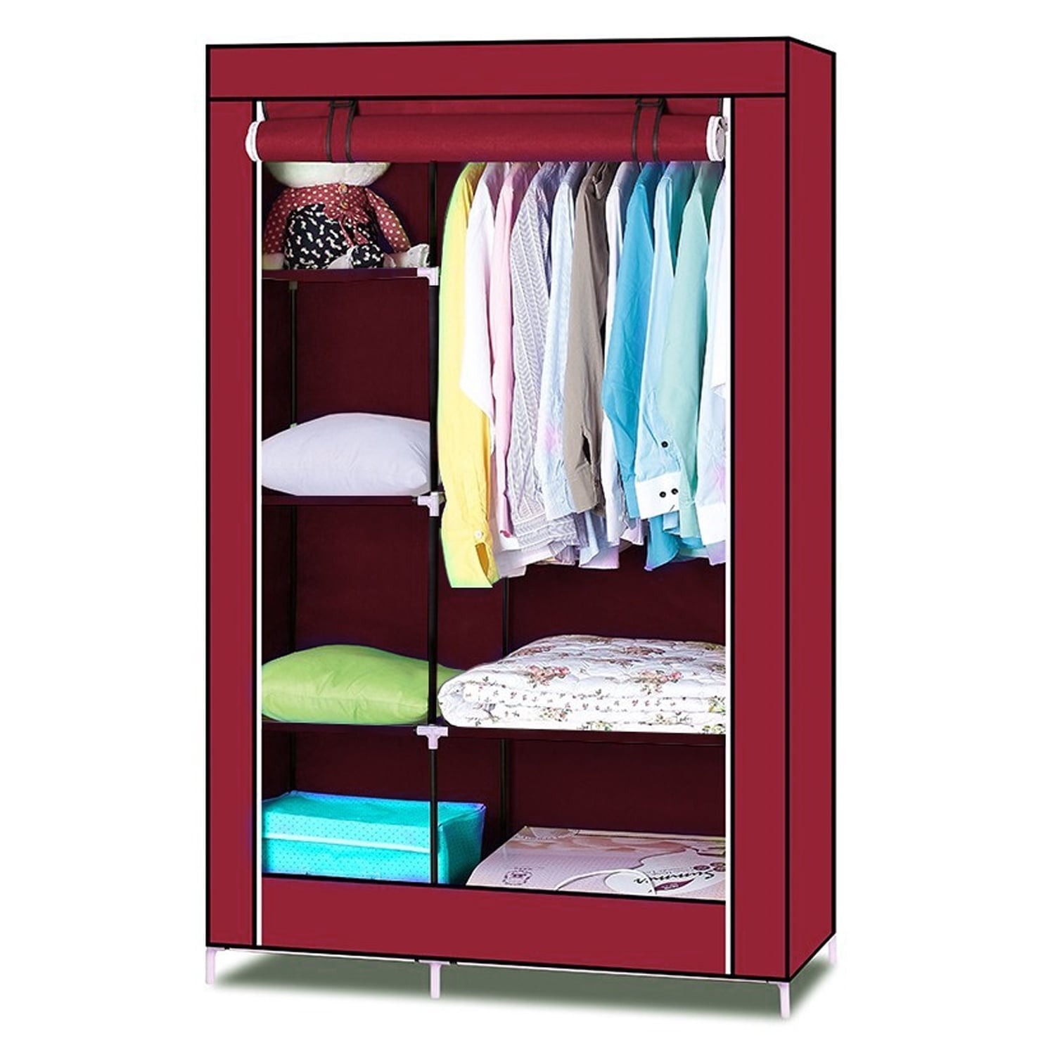 CLÓSET IMPORTCLICK HOG.86 FUCSIA ORGANIZADOR ARMABLE TELA 2 CUERPOS WINE RED 105X45X175 CM - 2