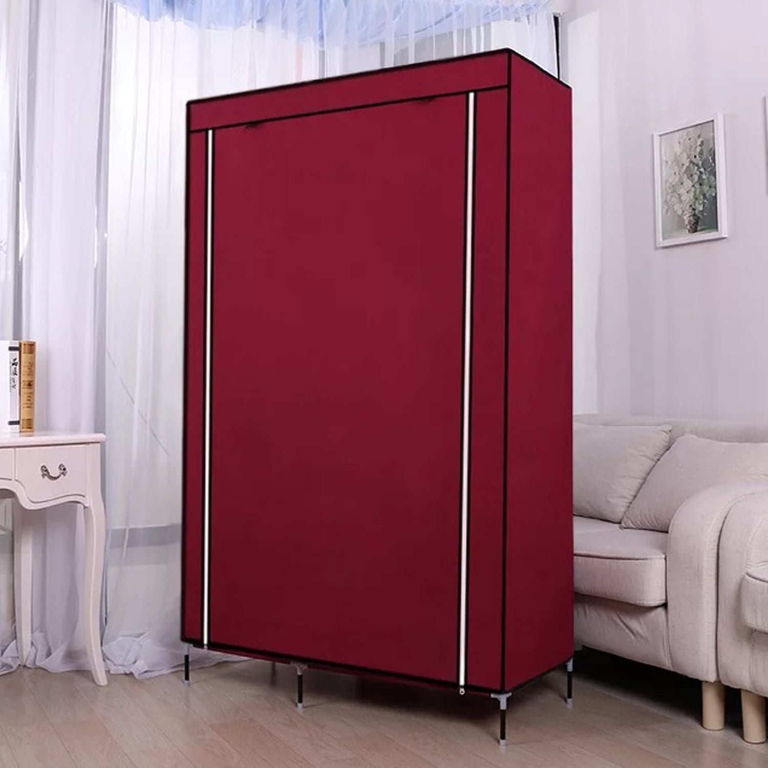 CLÓSET IMPORTCLICK HOG.86 FUCSIA ORGANIZADOR ARMABLE TELA 2 CUERPOS WINE RED 105X45X175 CM - 4