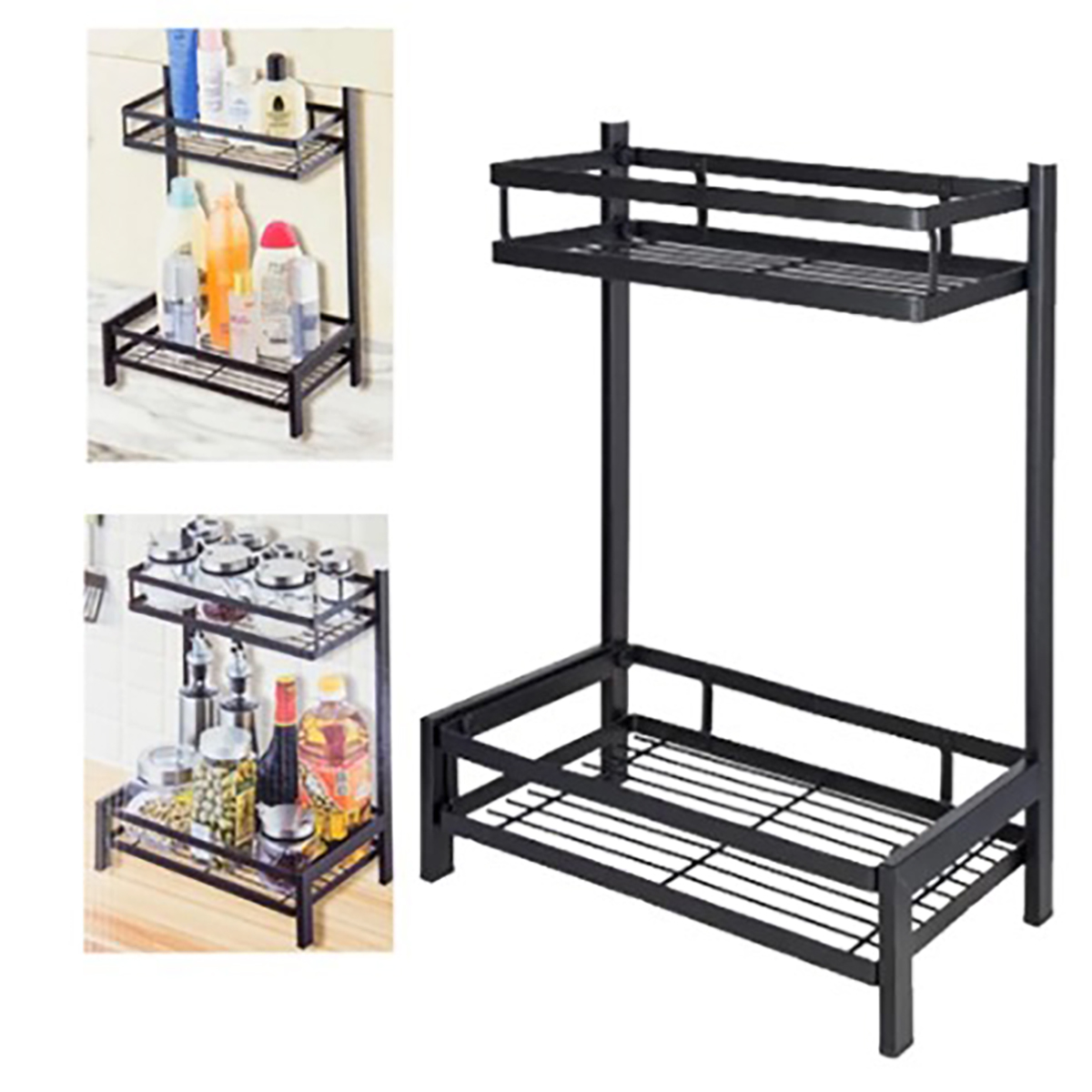 ORGANIZADOR 2 NIVELES METÁLICO COCINA NEGRO - 3