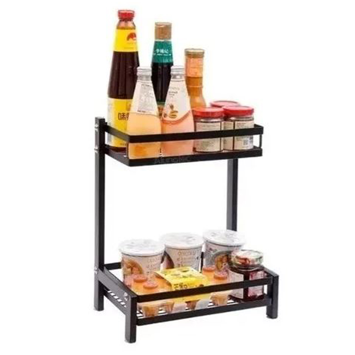 ORGANIZADOR 2 NIVELES METÁLICO COCINA NEGRO - 4