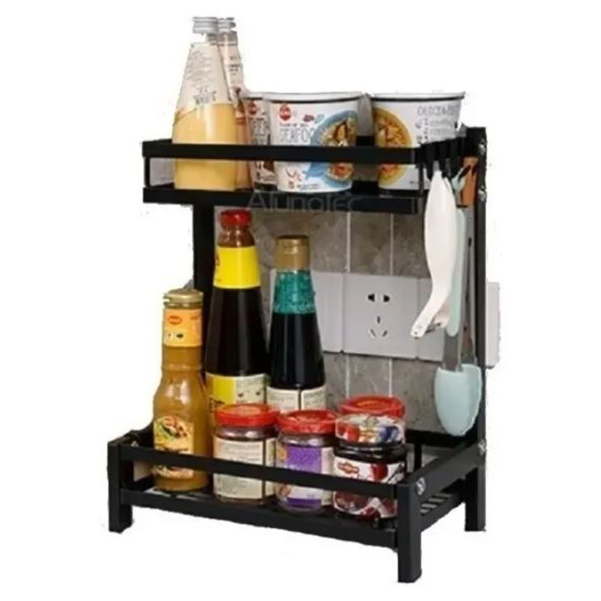 ORGANIZADOR 2 NIVELES METÁLICO COCINA NEGRO - 6