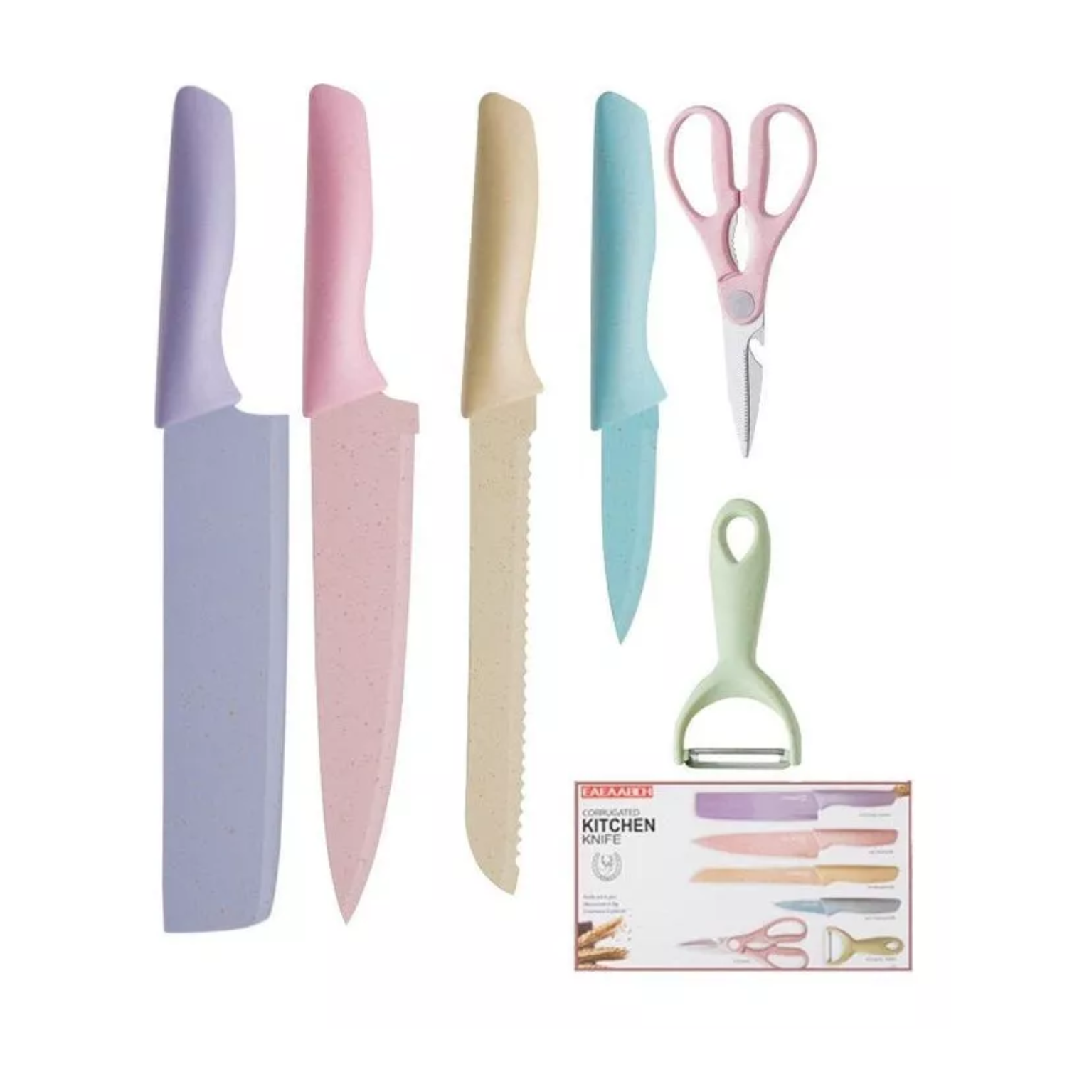 SET CUCHILLOS ACERO INOXIDABLE 6 PIEZAS COLORES - 3